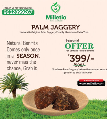 Buy-Palm-Jaggery-from-milleito.com-season-offer-banner-millets-in-bangalore